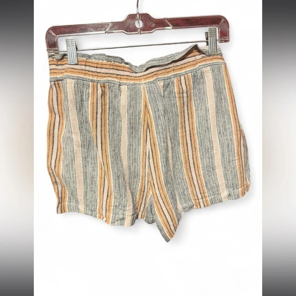 Jolt High Waist Striped Shorts - Orange, Gray, Cream Coastal style xl